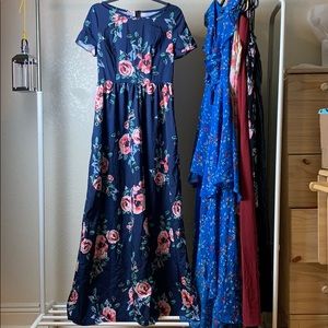 Long Navy floral dress
